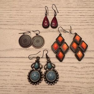 Colorful Bohemian Earring Set, all new! Two pair are from Mexico!
